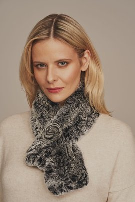 Schal Echt Pelz, grau