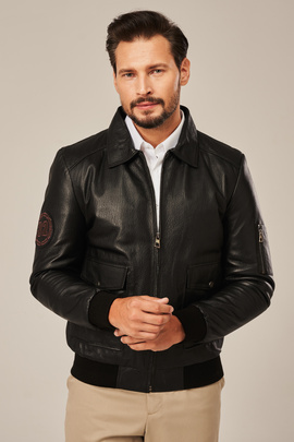 Herren-fliegerjacke aus leder schwarz