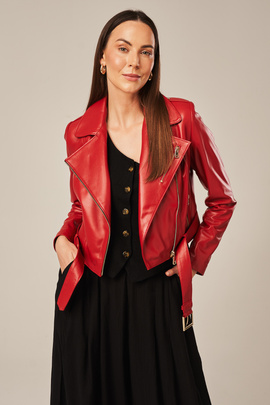 Rote Lederjacke für Damen