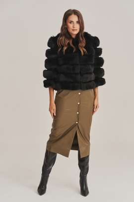 Dame Pelzjacke 3/4 Arm, Fuchspelz mit Leder versetzt