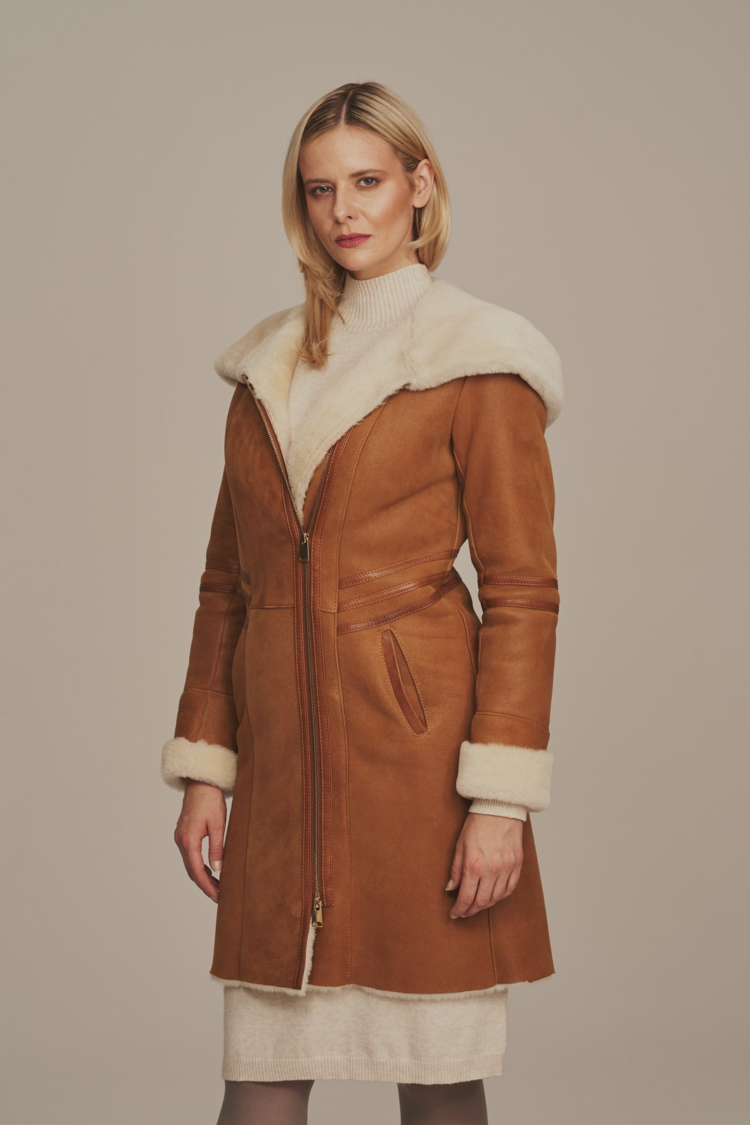 Fur Collar Ledermantel Mit Echtfell Wintermantel Amelie Mantel Mit