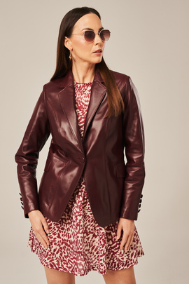 Leder blazer damen bordeaux