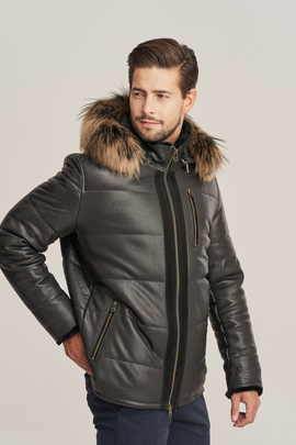 Herren Jacke mit Fellkapuze