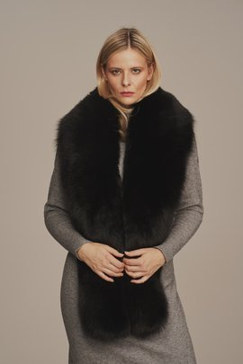 Pelzkragen Stola Fuchsfell, schwarz