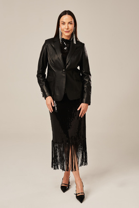 Leder blazer damen schwarz