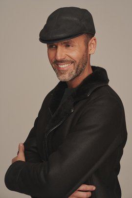 Herren  Lammfellmütze 100% Lammfell, schwarz