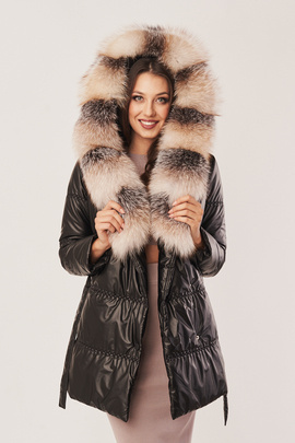 Damen Daunenjacke mit Kapuze, Schwarz