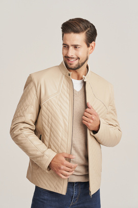 Herren Lederjacke beige