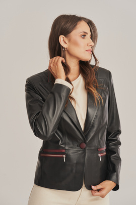 Damen Lederblazer, schwarz