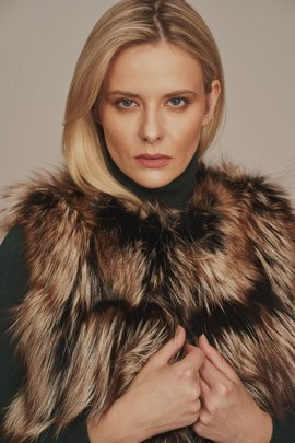 Pelzweste aus natürlichem Fuchspelz mit Lammleder versetzt