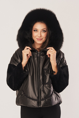 Damen Daunenjacke mit Kapuze, Schwarz, Oversize